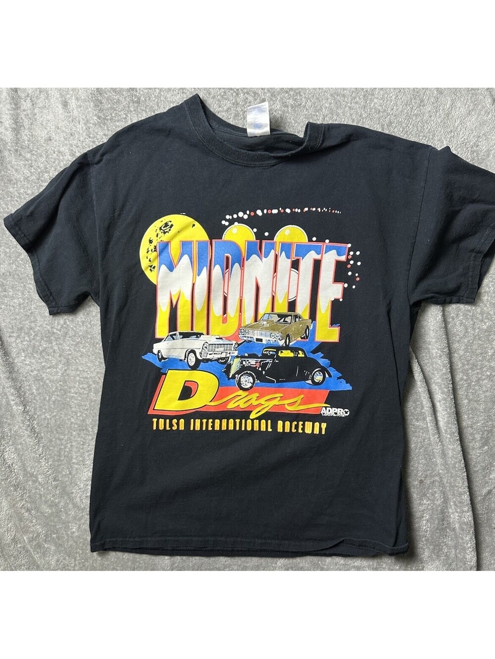 Vintage Y2K Tulsa International Raceway Midnite Drags Racing Tee Gildan Large